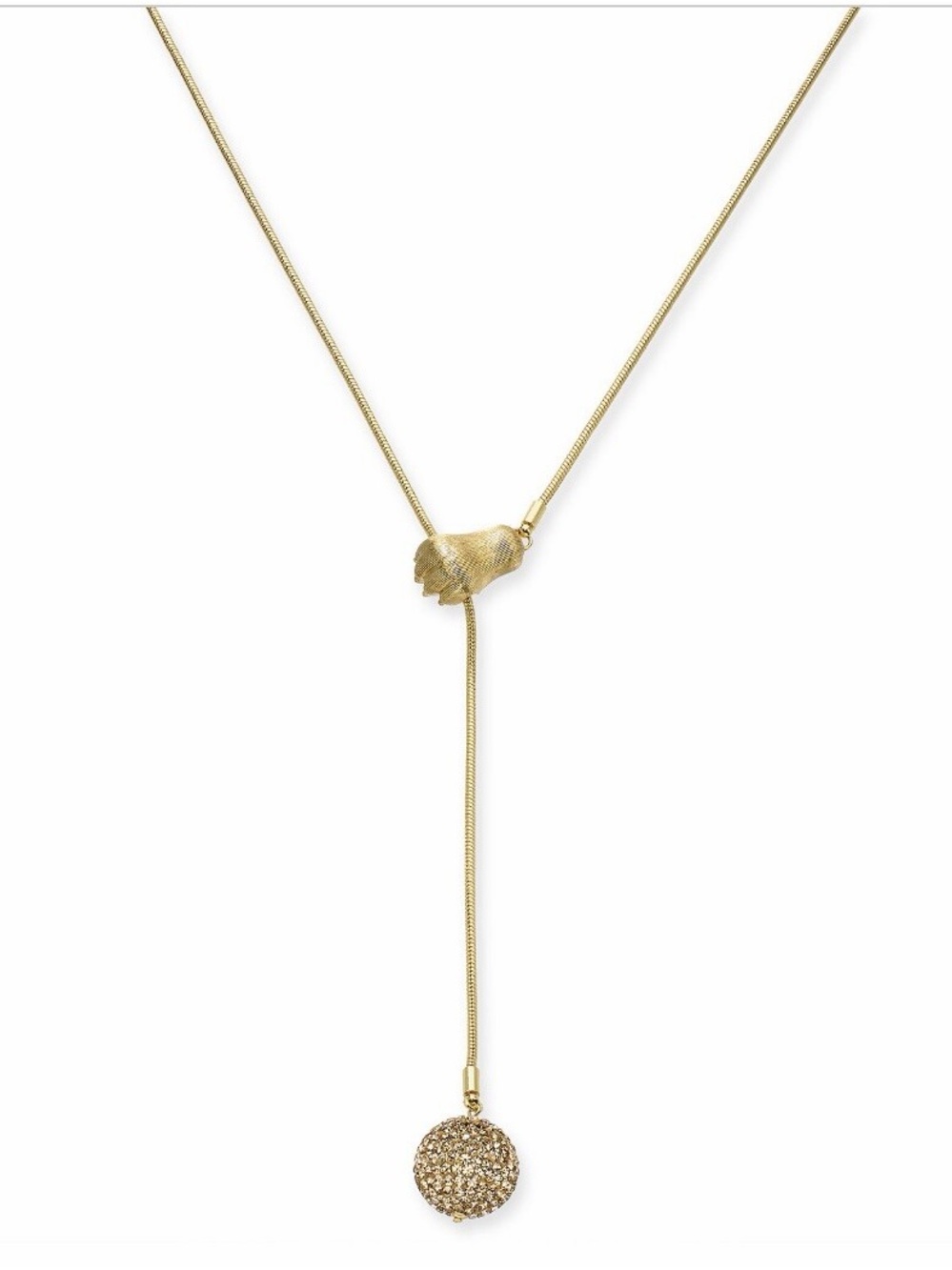 Kate Spade House Cat Lariat Necklace Gold Tone Adjustable 30”